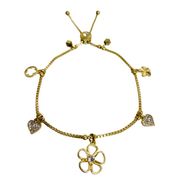 Canvas Satin Gold Bolo Charm Bracelet 