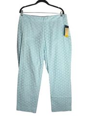 NWT Pendleton100% Cotton Light Blue Eyelet Cutout Pants 14