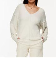 Wilfred Free Hush Knit V-Neck Chenille Pullover Sweater Silver Birch Cream XXS