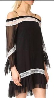 Alice + Olivia Willie Belle Sleeve Black Silk Drape Dress size 2