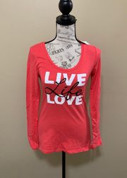 Coral Live Life Love Long Sleeve T-Shirt