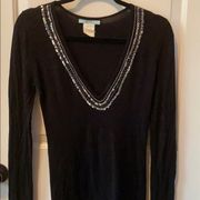 Guess by Marciano Black V-Neck Sweater with Sequins