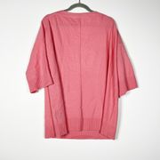 Lafayette148 100% Cashmere Ultra Soft Knit V Neck Short Sleeve Sweater Pink L