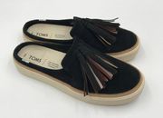 TOMS Womens Sunrise Slip On Mules Black and Brown‎ Size 6 Suede Tassel