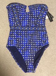 NWT  Daily Grind Convertible Strap Bandeau One Piece Swimsuit