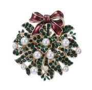 Charter Club Gold-Tone Crystal & Faux Pearl Wreath Pin/ Brooch New in Box $29.50