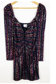 Didion Mini Dress in Multi Sequin Stripe Size Medium