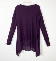 Allsaints Purple Libby Crewneck 100% Merino Wool Long Sleeve Tunic Sweater Sz S