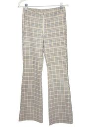 Molly Green NWT Dion Light Brown Gingham High Rise Flare Retro Pants Small