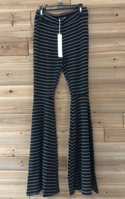 NWT Line & Dot Black Striped Flare Pants Size S