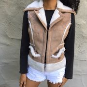 Fur trimmed vest, fur trimmed coat fur lined vest fur lined coat, shearling vest