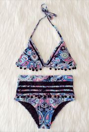 NWOT Paisley High Waisted Bikini Set