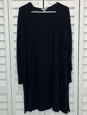 open front XL duster black long sleeve business casual office