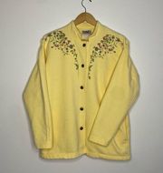 Vintage Northern Reflection Flower Embroidered Teacher Yellow Sweater Large