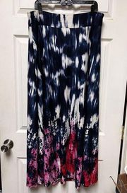 Valerie Stevens Size Large Skirt Women Floral Maxi Blue Pink Stretchy 152201‎