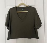 Green Short Sleeve Crop Top