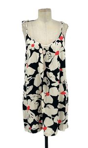 ModCloth Paradise-Worthy Tie-Shoulder Dress Black Cream Floral Size Medium