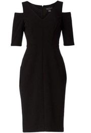 Jessica Howard Black Cold Shoulder Knee Length Sheath Dress 6