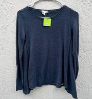 Joie Long Sleeve Trim Hem Leticia B. Shark Bite Tee Shirt Blue Women's Size XS