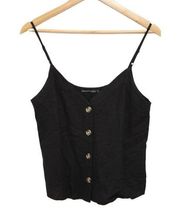Womens Abercrombie & Fitch Black Linen Sleeveless Camisole Tank Top Size Small S