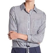 Striped front tie shirt