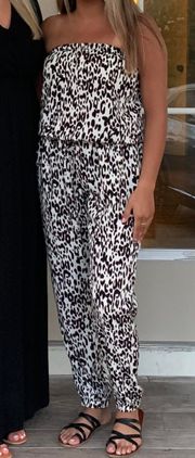 Strapless Cheetah Jumpsuit 