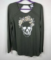 Jerry Leigh Long Sleeve Keyhole Skull Shirt