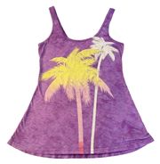 tank top Purple with Palm trees tie dye vibe one size scoop neck