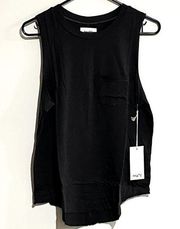 NWT MATE the Label Vintage Black Zander Shirttail Pocket Tank - S