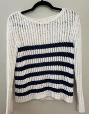 Rebecca Taylor‎ 100% Cotton Stripe Navy and White Sweater Medium