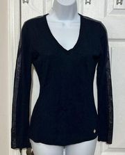 Versace collection vintage v neck sweater with rhinestones on sleeves