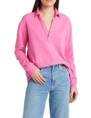 Frank & Eileen Patrick Popover Henley Pink  Size M