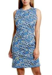 J. McLaughlin Dress Devon Sheath Dress in Navy Blue & Yellow Talavera Sz S NWT