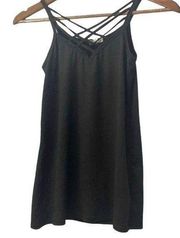 Urbanology Criss-Cross Neckline Tank Soft Black Size Medium