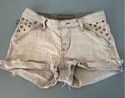 Rock and Republic womens grey cut off studded jeans shorts size 0