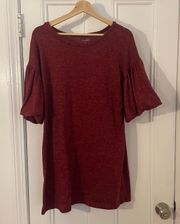 Red Burgundy Puff Sleeve Dress