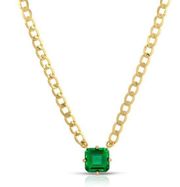 JOY DRAVECKY BIG ENERGY SOLITAIRE GREEN (EMERALD) CZ NECKLACE NWOT