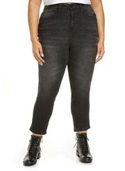 Bp Womens Black Wash High Waist Crop Straight Leg Jeans