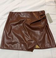 Leather Wrap Mini Skirt