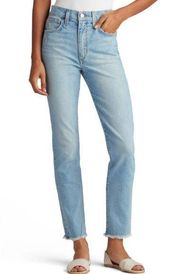 Joe's Jeans Distressed High Waist Ankle Crop Straight Jeans