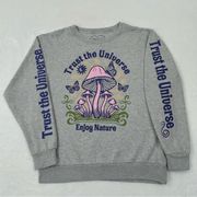 Obsessive Love Trust The Universe Enjoy Nature Gray Pullover Crewneck Sweatshirt