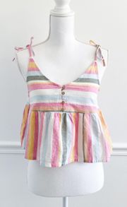 Stripe Peplum Tie Strap Tank