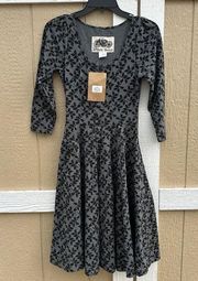 New Effie's Heart Follaje Leaf Print Long Sleeve Meadow Dress Women Size XS