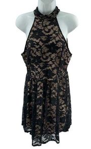 Charlotte Russe black lace mini dress  sleeveless high collar XL