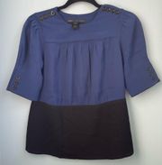 Marc by Marc Jacobs Black & Blue Womens Blouse Size 0