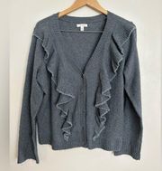 Ruffle Front Long Sleeve V-neck Cardigan Sweater | Lauren Conrad