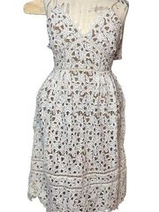 Poetry premium Hand Made Crocheted Dress Lace‎ Tan lined Size 12 Bridal Beachy