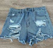 Distressed Ripped Jean Shorts