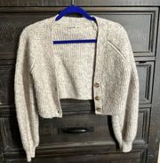 Beige Knit Cropped Cardigan