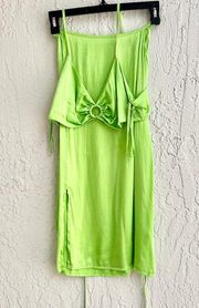 Sincerely Ria Sleeveless Mulberry Silk Bra Top & Midi Skirt Green Women's XS